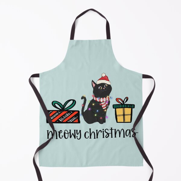 Item preview, meowy Christmas with black cat, lights and presents from santa designed and sold by ninjapineapple.