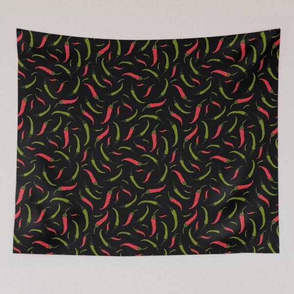 Item preview, Red and Green Chilli Peppers on Black designed and sold by HotHibiscus.