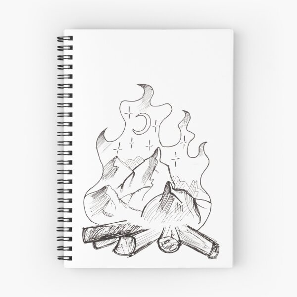 Item preview, bornfire and mountain view sketch designed and sold by Angelic Threads111.