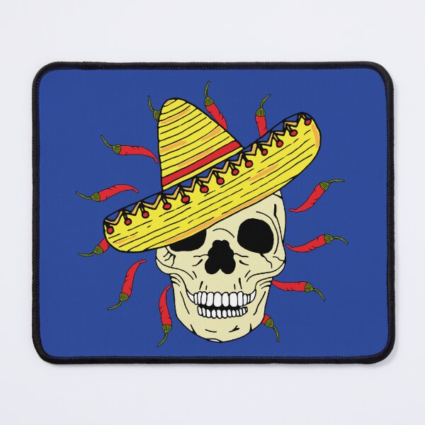 Item preview, Skeleton Skull Wearing Sombrero with Chillies designed and sold by HotHibiscus.
