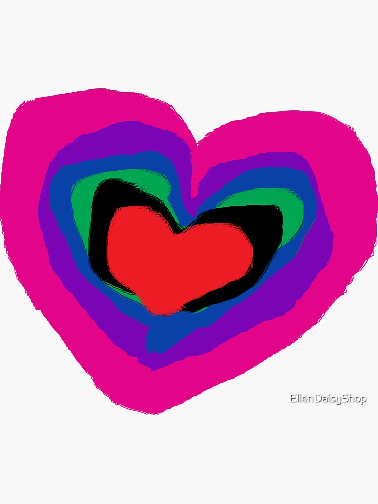 Pride RainBow Heart Pink Heart Purple Heart by EllenDaisyShop
