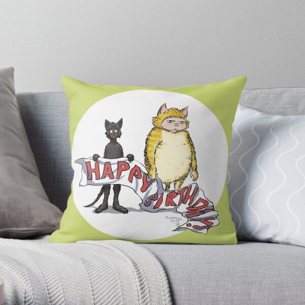 Birthday Kitties Throw Pillow