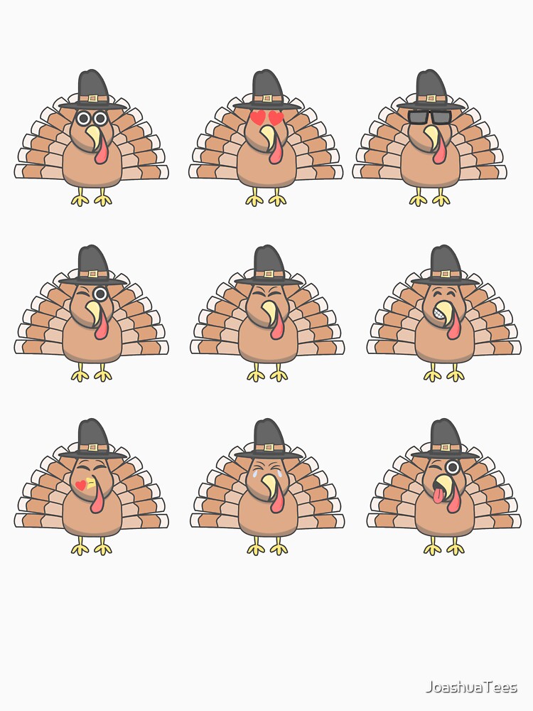 "Emoji Turkey T shirt Funny Faces Thanksgiving T Shirt" Tshirt by
