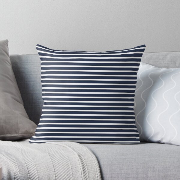 Nautical Navy and White Horizontal Stripes Throw Pillow