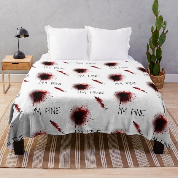 Item preview, bloody with i am fine phrase on it-knife wound-realistic wound bleeding-funny meme i_m f designed and sold by TrrifiShop.