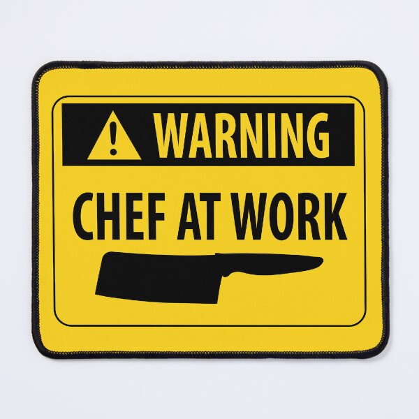 Item preview, Funny Warning Chef at Work Kitchen Hazard Sign designed and sold by HotHibiscus.