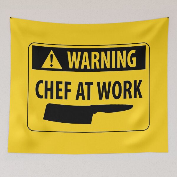 Item preview, Funny Warning Chef at Work Kitchen Hazard Sign designed and sold by HotHibiscus.