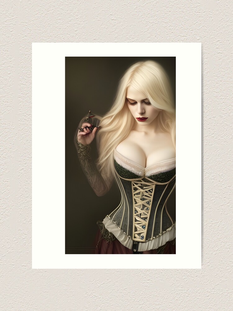 Sexy Blonde Vampire corset Dress Seductress Artwork Art Print for Sale by  Eliteijr