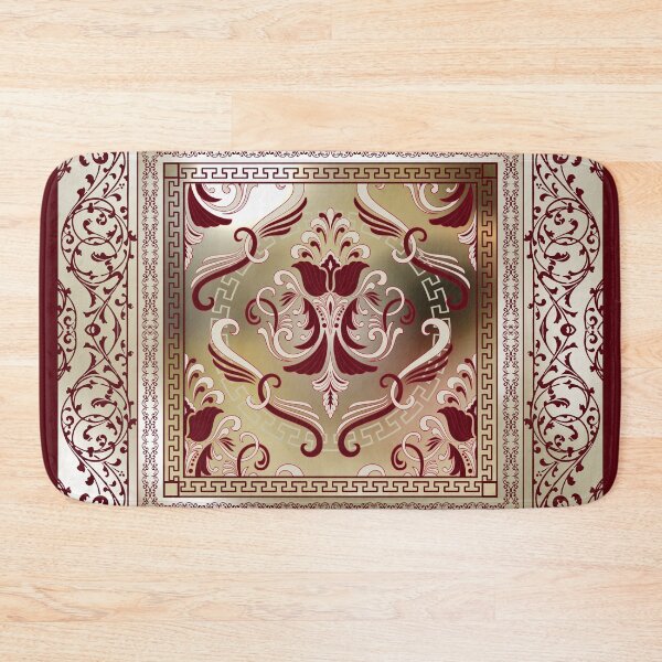 Item preview, Maroon Baroque Ornate Floral Greek Key designed and sold by Yiorgos Designs.