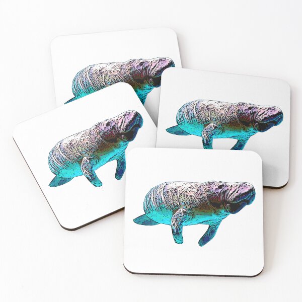 Item preview, Manatee pop art - colorful manatee - FL sea cow - Florida Manatee art - Swimming with Manatee - I love manatee designed and sold by smooshfaceutd.