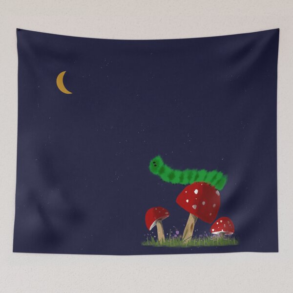 Item preview, Inchworm on a Mushroom Looking at the Moon designed and sold by designs-by-ann.