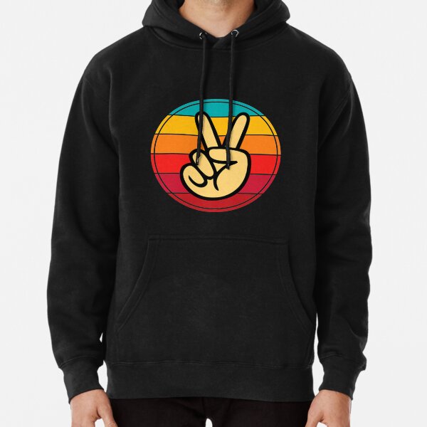 Retro Peace hand Vintage Shirt 60's 70's Hippie Gift Pullover Hoodie