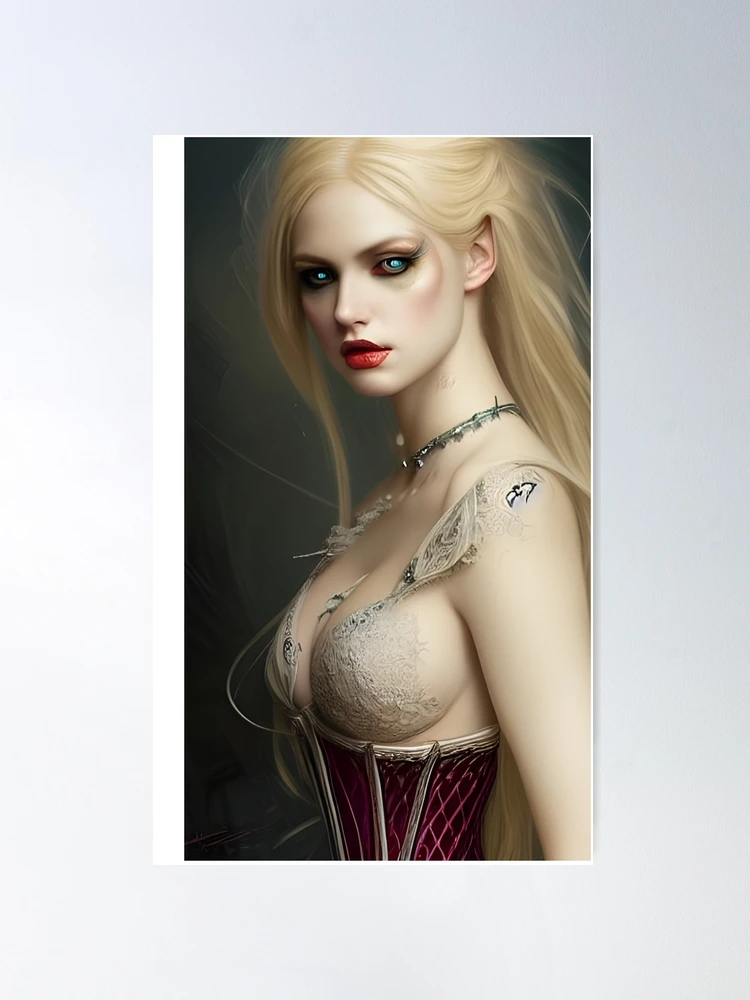 Sexy Vampire in Beautiful Marie Antoinette Dress Artwork Poster for Sale  by Eliteijr