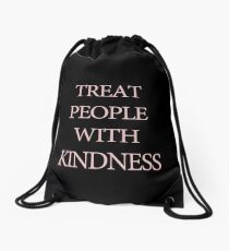 Treat People With Kindness Black & Pink Drawstring Bag
