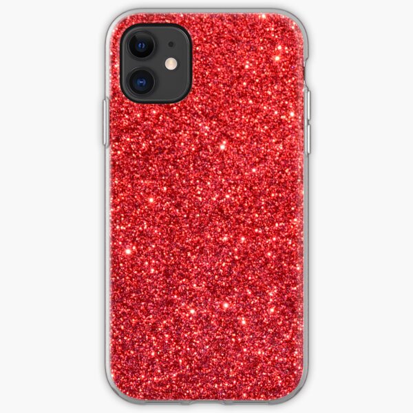 Shiny Sparkly Christmas Cherry Red Glitter iPhone Soft Case