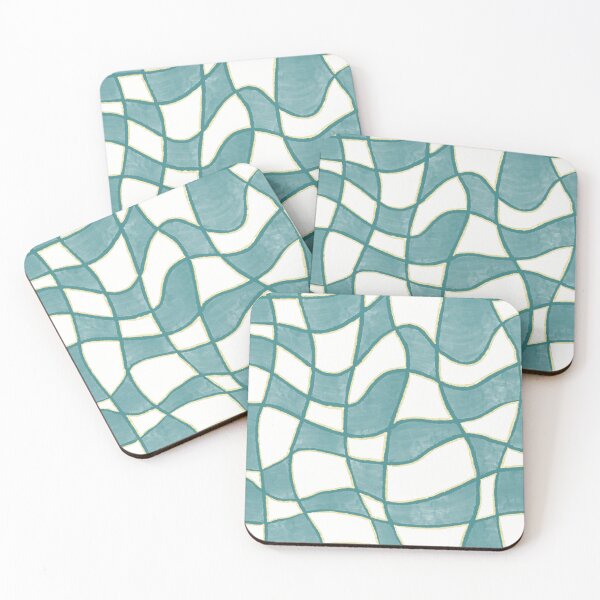 Item preview, Teal and White Wavy Checkers with Metallic Accents designed and sold by dKarthdesign.