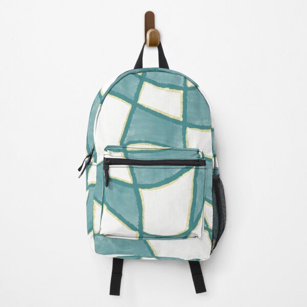 Vista previa del artículo con la obra «Damas onduladas en verde azulado y blanco con detalles metálicos», diseñado y vendido por dKarthdesign.