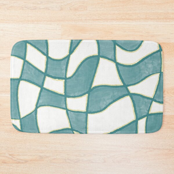 Item preview, Teal and White Wavy Checkers with Metallic Accents designed and sold by dKarthdesign.