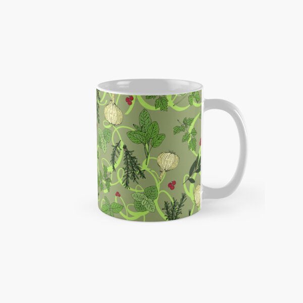 Item preview, Culinary Kitchen Herbs Pattern on Khaki Green designed and sold by HotHibiscus.