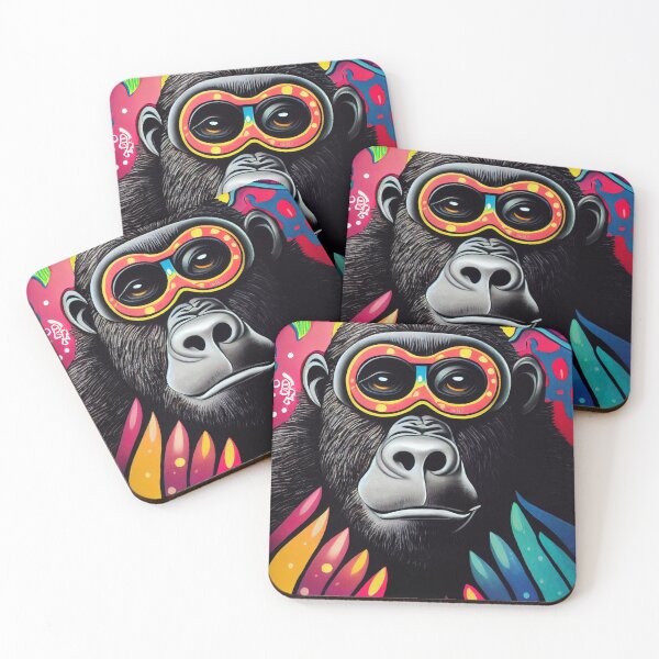 Item preview, Monkey wearing glasses colorful designed and sold by keyd-studio.