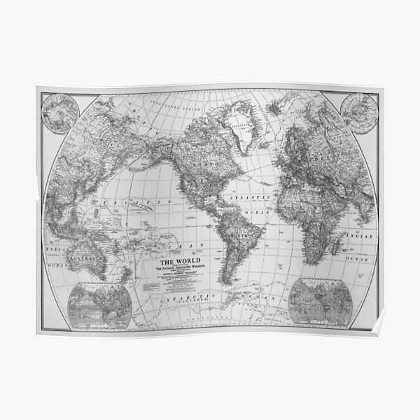 Black and White World Map (1922) Poster