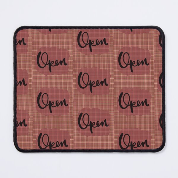 Item preview, Copy of Open sign dark red checkered background black writing  designed and sold by Antique-Gifts.