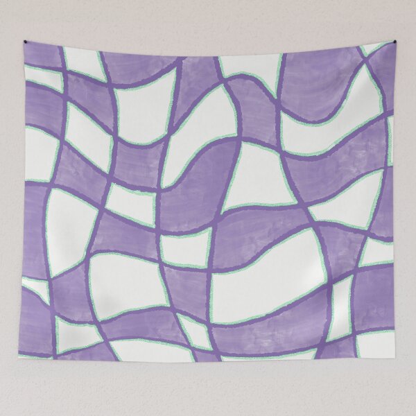 Item preview, Purple and White Wavy Checkered Pattern with Metallic Accents  designed and sold by dKarthdesign.