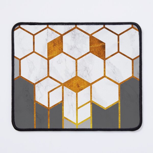 Item preview, Hexagon Honey Comb Pattern with marble and Gold designed and sold by Wysoh.