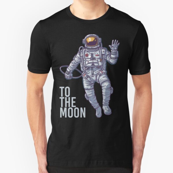 Bitcoin astronaut to the Moon -light text Slim Fit T-Shirt