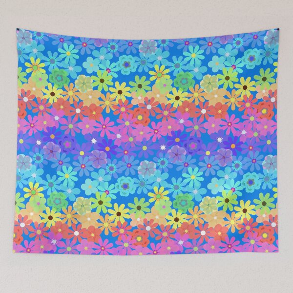 Item preview, Rainbow Hippie Flowers Horizontal Lines | Cherie's Art (c)2021 designed and sold by CheriesArt.