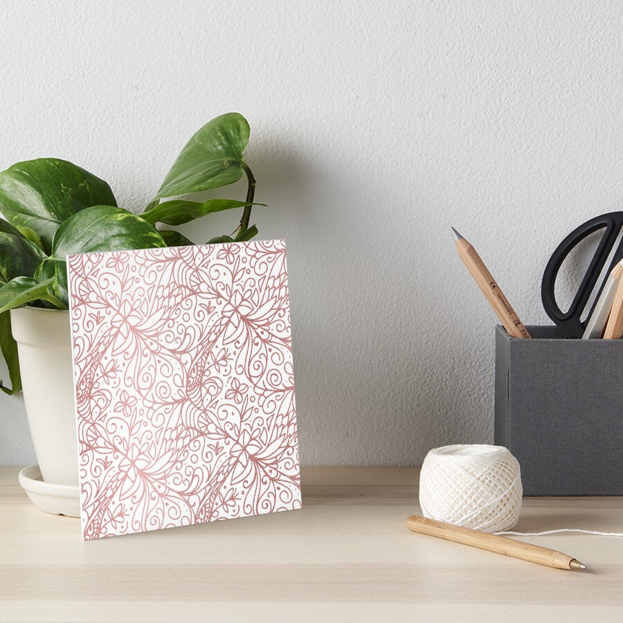 Rose Gold Shimmer Floral Art Board Print