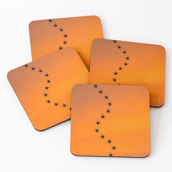Item preview, Halloween - Spiders Crawling On Orange Background designed and sold by humnoo.