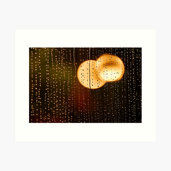 Rain Drops And Golden Bokeh Art Print