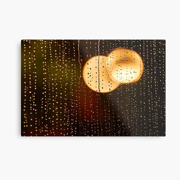 Rain Drops And Golden Bokeh Metal Print