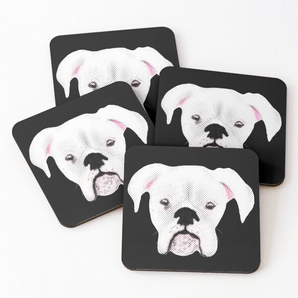 Item preview, WHITE BOXER DOG HALFTONE PUPPY BLACK designed and sold by GIVENGRACE.ART.