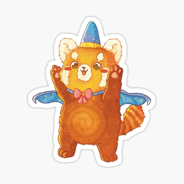 Mignon Panda Roux Magicien Sticker