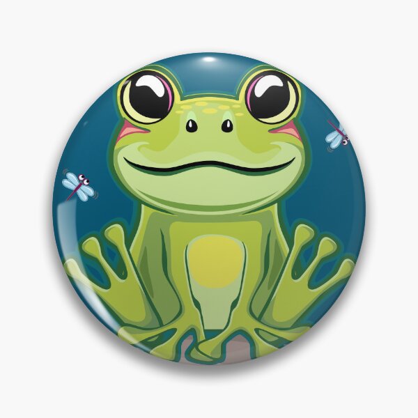 Item preview, Green smiling frog sitting on the stone Illustration Artwork designed and sold by Motorenkammer.