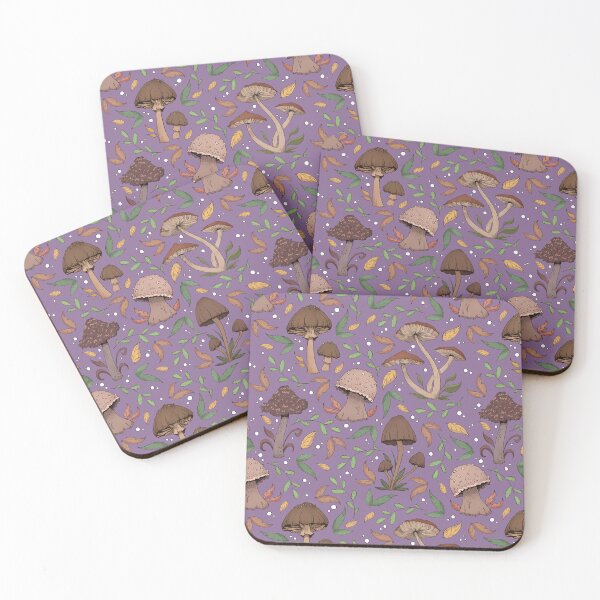 Item preview, Autumnal Mushroom and Leaf Pattern Enchanting Purple designed and sold by Shymoon-Art.