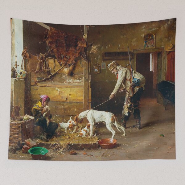 Item preview, Off to the Hunt | Giovanni Battista Quadrone | 1887 Hunting Art designed and sold by CJET.