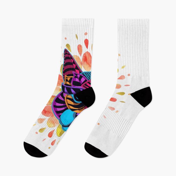 Item preview, colorful abstract Christmas cat designed and sold by ApurwaArtShop.