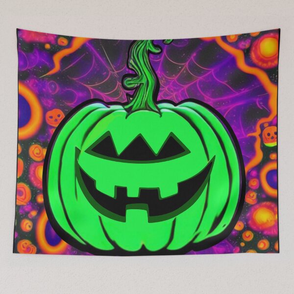 Item preview, Halloween green pumpkin laughing scary boo illustration artwork designed and sold by Motorenkammer.