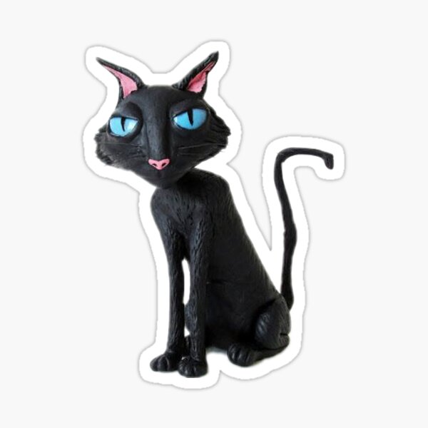 Coraline Style Black Cat Sticker – Hidden Gems Novelty