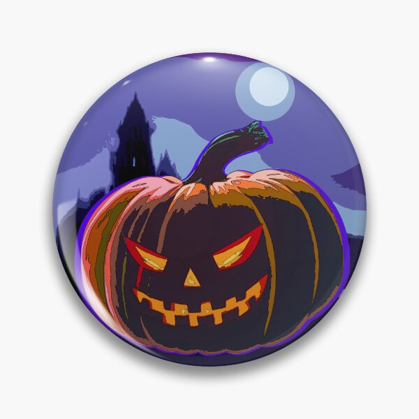 Item preview, Halloween orange pumpkin laughing scary boo castle moon illustration artwork designed and sold by Motorenkammer.