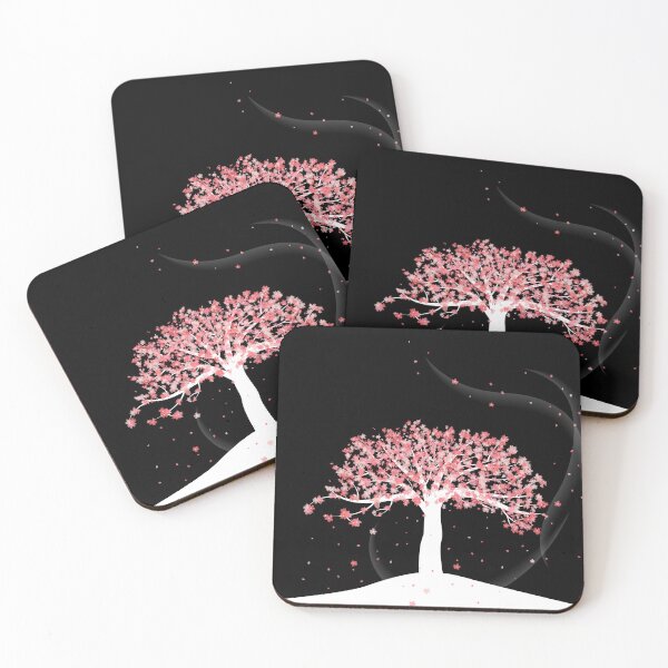 Item preview, white tree with sakura flowers on black background designed and sold by yessebel.