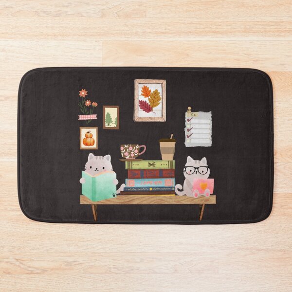 Item preview, Library cats - Kitten Literary Naps autumn pumpkin leaves designed and sold by SodaPUNCH.