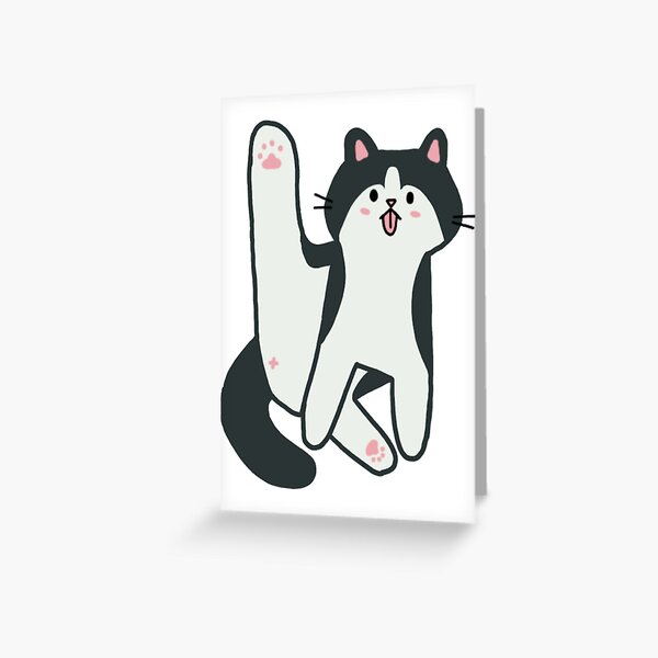 Black And White Tuxedo Cat Licking Butt Greeting Card For Sale By 