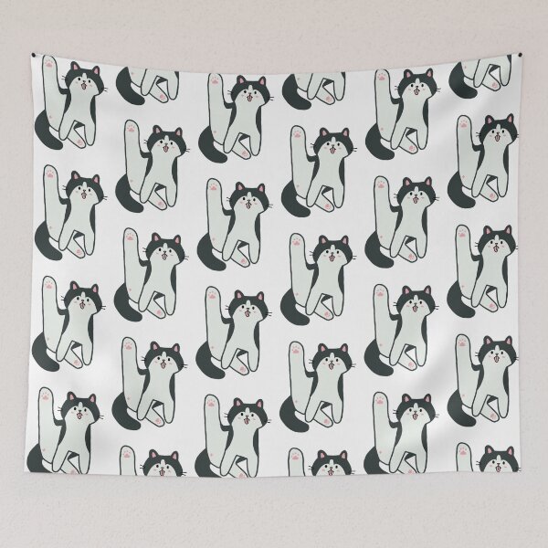 Item preview, Black and White Tuxedo Cat Licking Butt designed and sold by waddleworks.