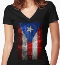 Bandera de Puerto Rico Women's Fitted V-Neck T-Shirt