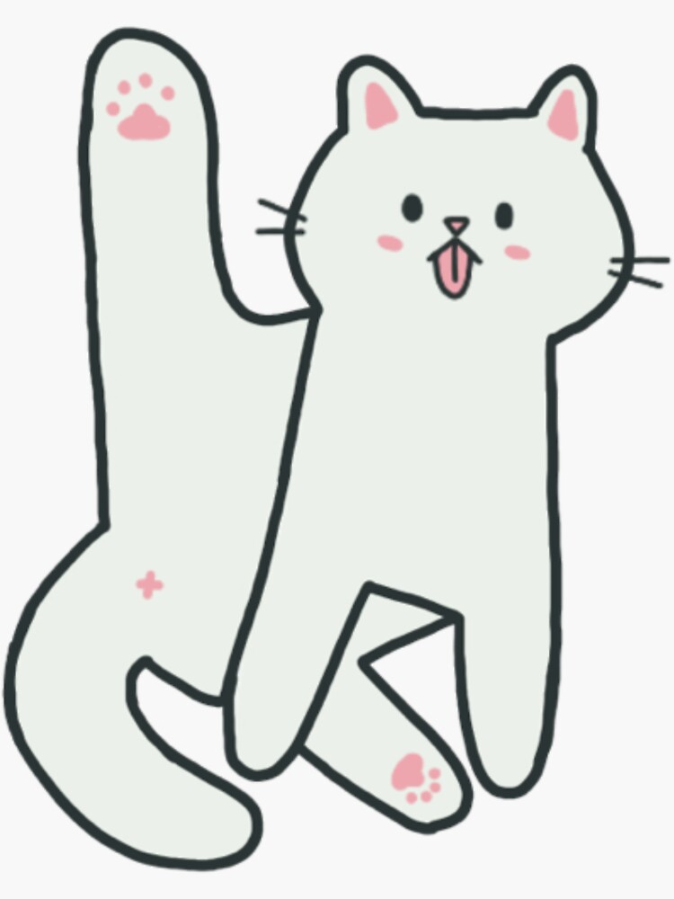 White Cat Licking Butt Sticker For Sale By Waddleworks Redbubble