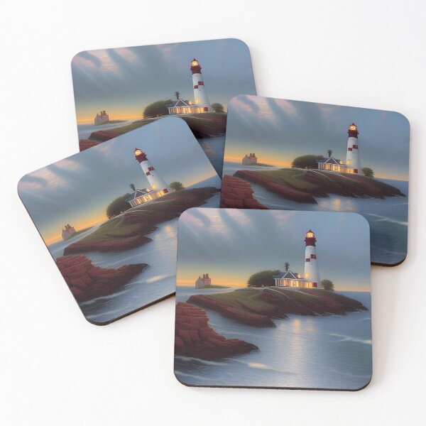 Item preview, Lighthouse Island on a Calm Sea at Dusk designed and sold by Caregiverology.